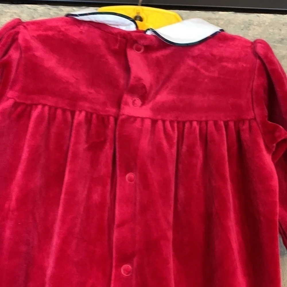 Ralph Lauren red velvet one piece outfit Size 6 Months New with tag